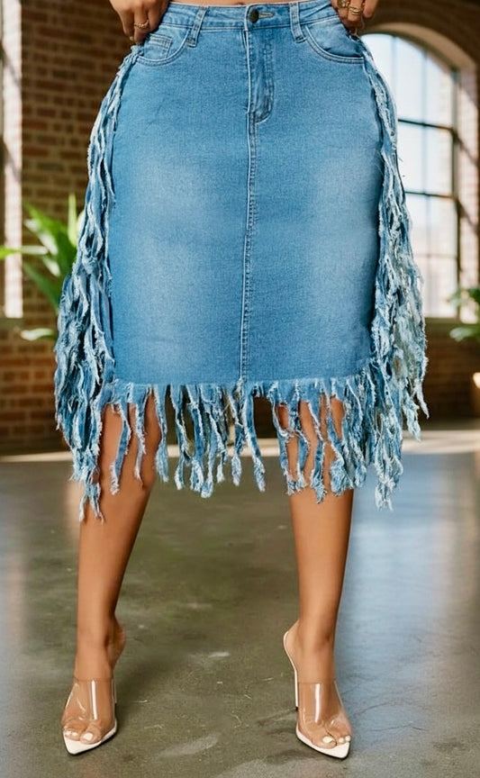 Distressed Nights Denim Skirt
