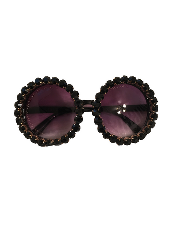 Gold/black rhinestone round shades