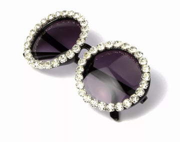 Silver oversized round rhinestone shades
